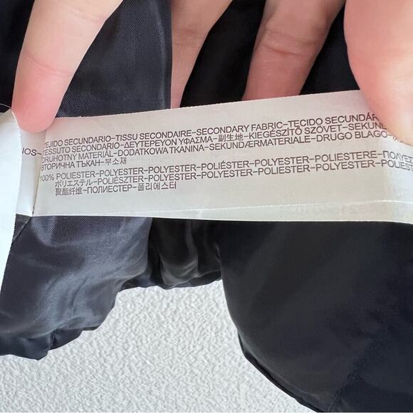 ZARA Trafaluc Puffer Knit Navy Blue Zip Vest Tan Faux Fur Collar - Picture 7 of 11